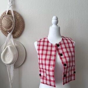 Red and White Plaid Vest